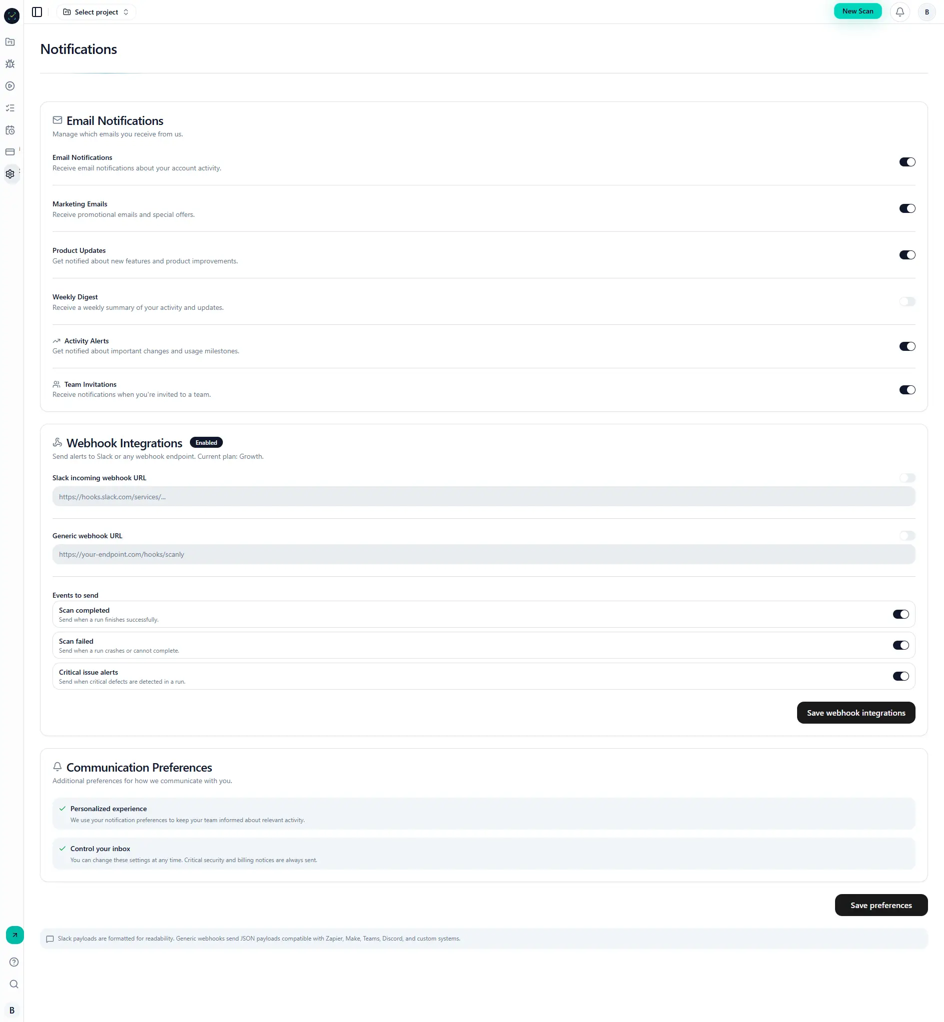 Notification settings